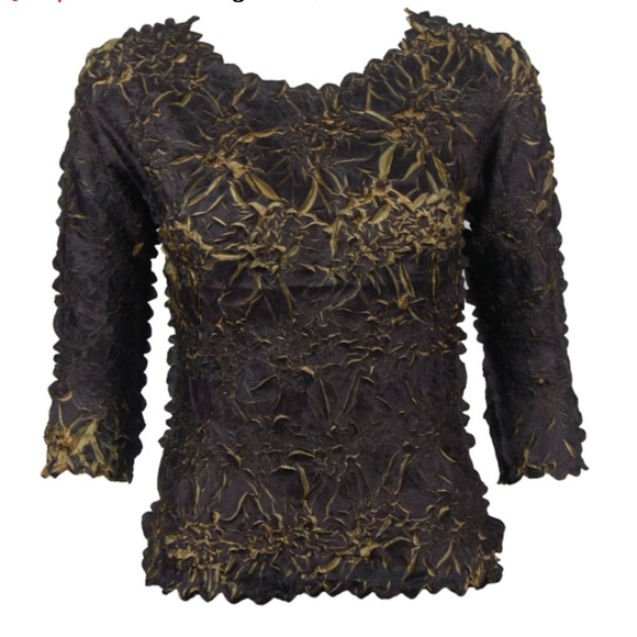 Black Gold Crinkle Top OSFM Boho Glam Metallic Festival Grunge Whimsigoth Fairy - Picture 1 of 8